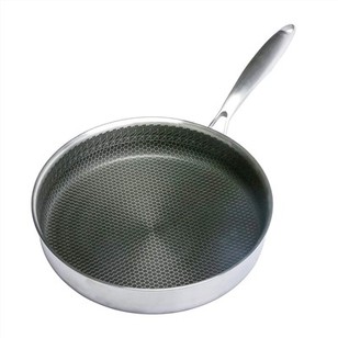 Dur Di-staen Frypan ar gyfer gyda Lid